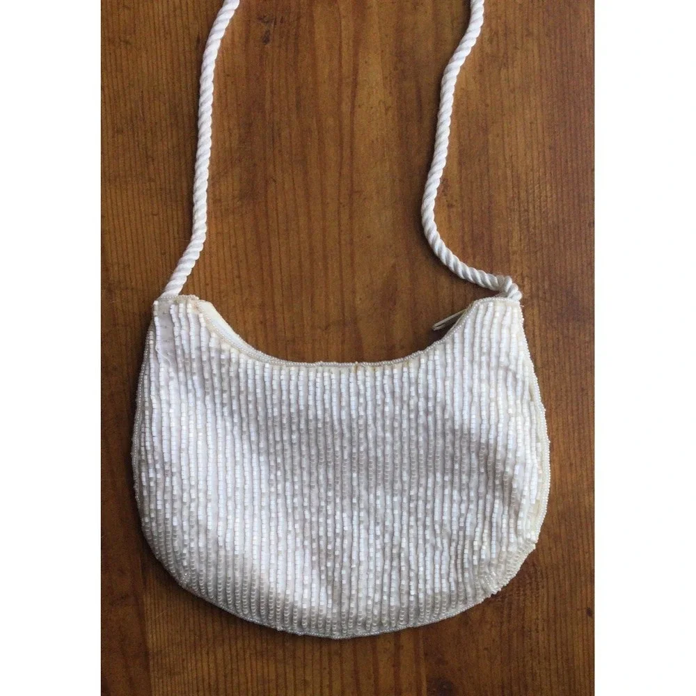 Vintage Nina Ricci Paris Beaded Purse Bag Black White Shoulder Evening Glam Owl‎